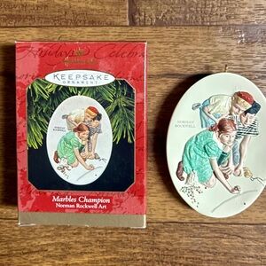 Hallmark • Norman Rockwell • 1997 • Marbels Champion • Oval • Ornament • New